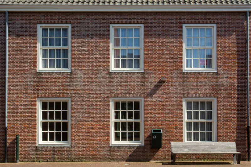 Brick house with white sash windows