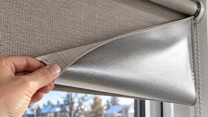 Reverse of thermal fabric showing the metallised backing